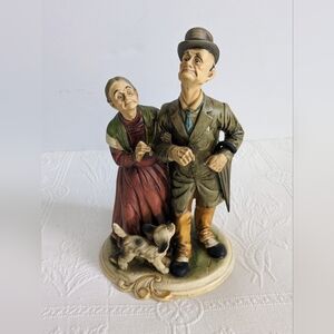 Vintage Elderly Couple Going For A Stroll With their Dog Porcelain Figur…